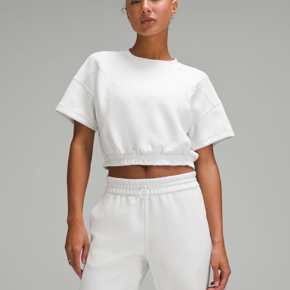 Lululemon set soft stream gathered shirt and pants in cream